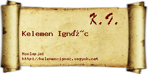 Kelemen Ignác névjegykártya